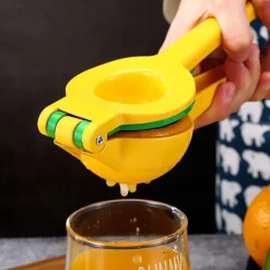 2-In-1 Lemon Lime Squeezer - Hand Juicer Lemon Squeezer - Max Extraction Manual Citrus Juicer (Vibrant Yellow and Blue Atoll)