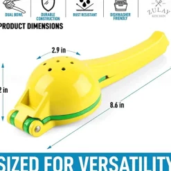 2-In-1 Lemon Lime Squeezer - Hand Juicer Lemon Squeezer - Max Extraction Manual Citrus Juicer (Vibrant Yellow and Blue Atoll)