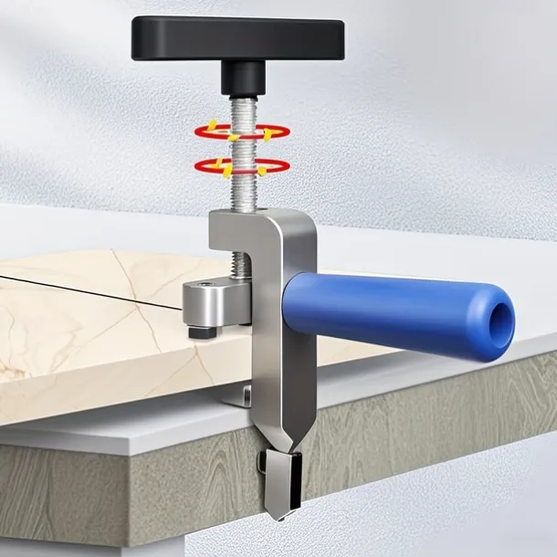 2-in-1 Manual Glass & Tile Cutter with Diamond Roller Wheel - Precision Cutting Tool for DIY & Construction, Adjustable Metal Base & Clamps, Lightweight Portable Design