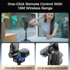 4-in-1 Multifunctional Magnetic Selfie Stick, 360 Rotation Phone Tripod with Wireless Remote for iPhone & Android, Phone Stand for Video Recording & Vlogging - Portable Travel