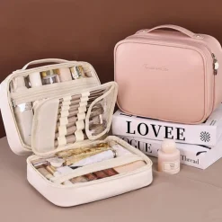 3-in-1 Multifunctional PU Cosmetic Bag, Large Capacity and Premium Portable Makeup Brush Organizer, Travel Makeup Case, Mother's Day Gift for Wome