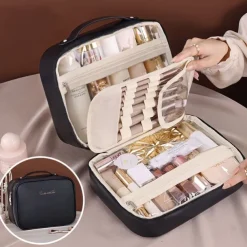 3-in-1 Multifunctional PU Cosmetic Bag, Large Capacity and Premium Portable Makeup Brush Organizer, Travel Makeup Case, Mother's Day Gift for Wome