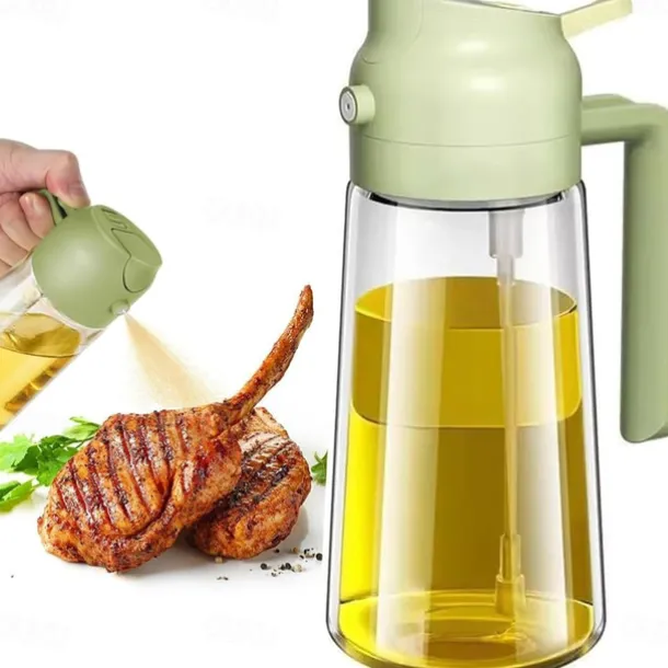 2-in-1 Oil Dispenser, Glass Leak-Proof Sprayer for Kitchen, Dual Function Oil Bottle for Air Fryer and Cooking