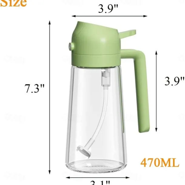 2-in-1 Oil Dispenser, Glass Leak-Proof Sprayer for Kitchen, Dual Function Oil Bottle for Air Fryer and Cooking