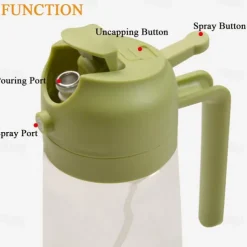 2-in-1 Oil Dispenser, Glass Leak-Proof Sprayer for Kitchen, Dual Function Oil Bottle for Air Fryer and Cooking