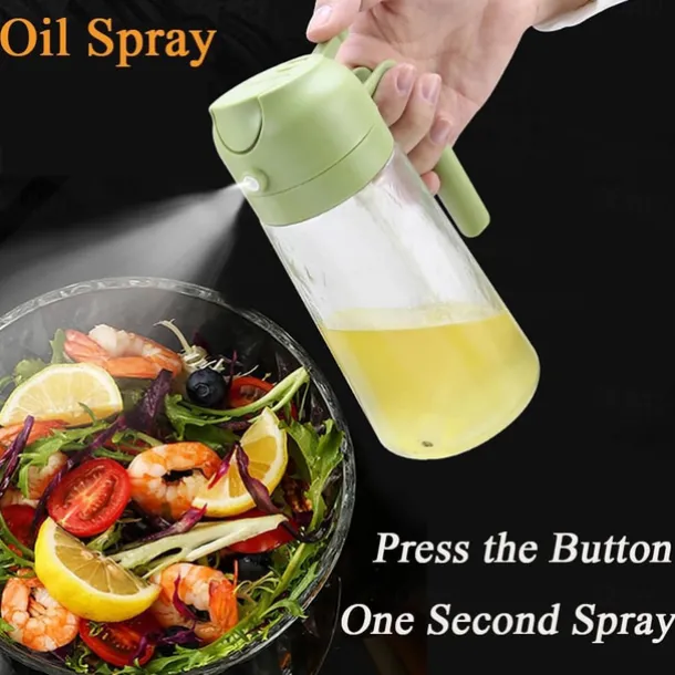 2-in-1 Oil Dispenser, Glass Leak-Proof Sprayer for Kitchen, Dual Function Oil Bottle for Air Fryer and Cooking