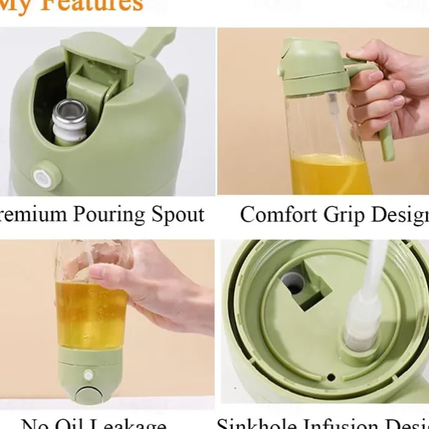 2-in-1 Oil Dispenser, Glass Leak-Proof Sprayer for Kitchen, Dual Function Oil Bottle for Air Fryer and Cooking