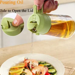 2-in-1 Oil Dispenser, Glass Leak-Proof Sprayer for Kitchen, Dual Function Oil Bottle for Air Fryer and Cooking