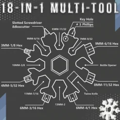 18-in-1 Snowflake Multi Tool Xmas Stainless Steel Snowflake Bottle Opener/Flat Cross Screwdriver Kit/Wrench Durable and Portable to Take Great Christmas gift