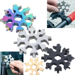 18-in-1 Snowflake Multi Tool Xmas Stainless Steel Snowflake Bottle Opener/Flat Cross Screwdriver Kit/Wrench Durable and Portable to Take Great Christmas gift