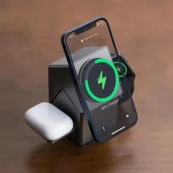 3-in-1 Wireless Charging Station for iPhone, Fast Wireless Charging Station Compatible with Mag-Safe Charger,Magnetic Foldable Travel Charger Stand Nightstand for iPhone ,Apple Watch, AirPods