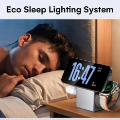 3-in-1 Wireless Charging Station for iPhone, Fast Wireless Charging Station Compatible with Mag-Safe Charger,Magnetic Foldable Travel Charger Stand Nightstand for iPhone ,Apple Watch, AirPods