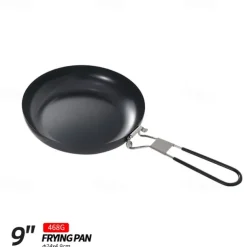 9-Inch Folding Camping Frying Pan - Non-Stick Aluminum Cookware for Outdoor Cooking - Lightweight, Compact & Easy to Clean