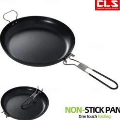 9-Inch Folding Camping Frying Pan - Non-Stick Aluminum Cookware for Outdoor Cooking - Lightweight, Compact & Easy to Clean