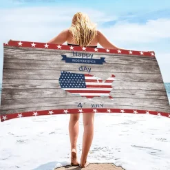 Independence Day Flag Beach Towel 100% Micro Fiber Oversized Soft and Quick-drying Bathroom Towel Super Absorbent Towel Lightweight Travel Towel Suitable for Outdoor Hiking Backpacking