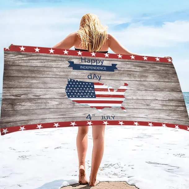 Independence Day Flag Beach Towel 100% Micro Fiber Oversized Soft and Quick-drying Bathroom Towel Super Absorbent Towel Lightweight Travel Towel Suitable for Outdoor Hiking Backpacking