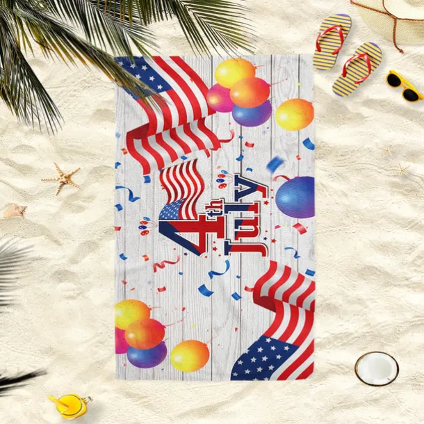 Independence Day Flag Beach Towel 100% Micro Fiber Oversized Soft and Quick-drying Bathroom Towel Super Absorbent Towel Lightweight Travel Towel Suitable for Outdoor Hiking Backpacking
