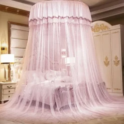 Indoor Bed Canopy Mosquito Net with Double-layer Luxury Top Easy Installation,suitable for couples family