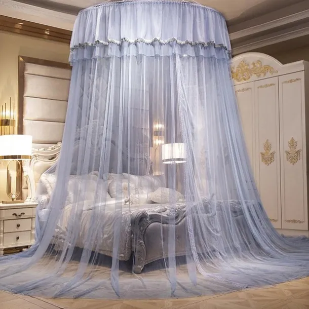 Indoor Bed Canopy Mosquito Net with Double-layer Luxury Top Easy Installation,suitable for couples family