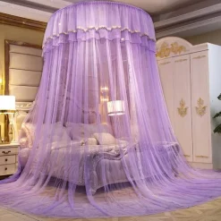 Indoor Bed Canopy Mosquito Net with Double-layer Luxury Top Easy Installation,suitable for couples family