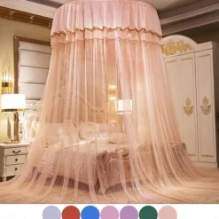 Indoor Bed Canopy Mosquito Net with Double-layer Luxury Top Easy Installation,suitable for couples family