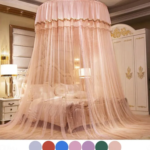 Indoor Bed Canopy Mosquito Net with Double-layer Luxury Top Easy Installation,suitable for couples family