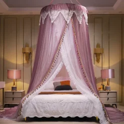 Indoor Mosquito Net Bed Canopy Mosquito Net with Top Easy Installation Suitable for Couples Family, Romantic Atmosphere in Summer Encryption Thickening Version