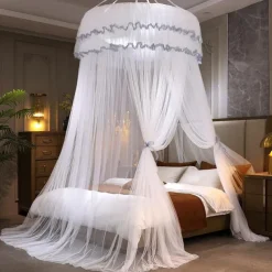 Indoor Princess Top Mosquito Net Bed Canopies Bed Curtains, Universal Size, Easy to Install, Suitable for Children Students Couples