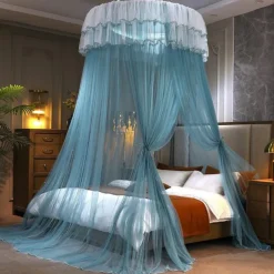 Indoor Princess Top Mosquito Net Bed Canopies Bed Curtains, Universal Size, Easy to Install, Suitable for Children Students Couples