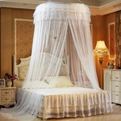 Indoor Princess Top Mosquito Net Bed Canopies Bed Curtains, Universal Size, Easy to Install, Suitable for Children Students Couples