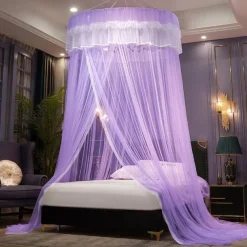 Indoor Princess Top Mosquito Net Bed Canopies Bed Curtains, Universal Size, Easy to Install, Suitable for Children Students Couples
