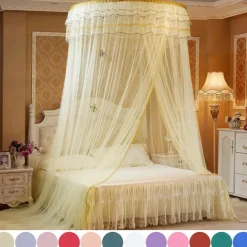 Indoor Princess Top Mosquito Net Bed Canopies Bed Curtains, Universal Size, Easy to Install, Suitable for Children Students Couples