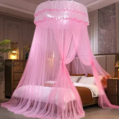 Indoor Princess Top Mosquito Net Bed Canopies Bed Curtains, Universal Size, Easy to Install, Suitable for Children Students Couples