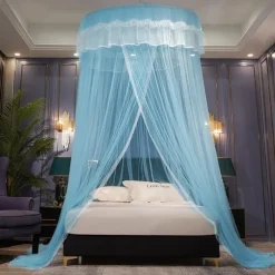 Indoor Princess Top Mosquito Net Bed Canopies Bed Curtains, Universal Size, Easy to Install, Suitable for Children Students Couples