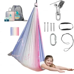 Indoor Sensory Swing for Kids or Outdoor Use Holds 300 lbs, Double Layered and 360 Degree Rotation, Calming Compression Therapy Swing Hammock for Kids and Adults, Comes with All Hardware Sensory Move