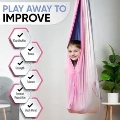 Indoor Sensory Swing for Kids or Outdoor Use Holds 300 lbs, Double Layered and 360 Degree Rotation, Calming Compression Therapy Swing Hammock for Kids and Adults, Comes with All Hardware Sensory Move