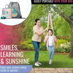 Indoor Sensory Swing for Kids or Outdoor Use Holds 300 lbs, Double Layered and 360 Degree Rotation, Calming Compression Therapy Swing Hammock for Kids and Adults, Comes with All Hardware Sensory Move