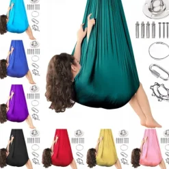 Indoor Therapy Swing for Kids Child and Teens Adjustable Aerial Flying Yoga Hammock Has A Calming Effect On Children Needs