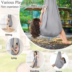 Indoor Therapy Swing for Kids Child and Teens Adjustable Aerial Flying Yoga Hammock Has A Calming Effect On Children Needs
