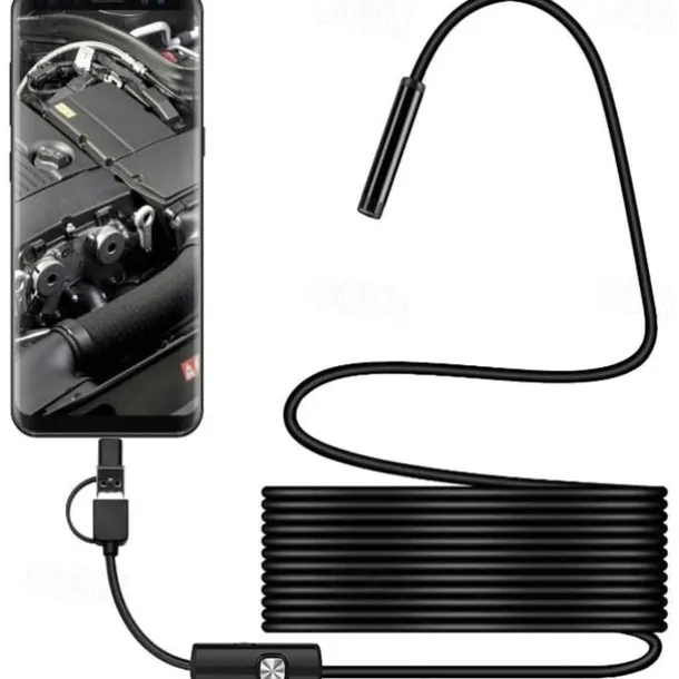 Industrial Borescope for Android, 200W Pixel Endoscope with 25FPS Image Transmission, IP67 Waterproof, TYPE-C Interface, MFI Certified, Ideal for Automotive and Home Inspections