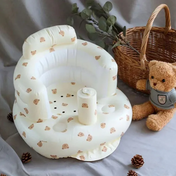 Infant Bath Chair, Inflatable Seat, Low Seat, Low Center of Gravity, Full Protection, Back Support, Convenient Seating, Dining Chair, Bathing Assist, Multi-Purpose Baby Sofa, Folding Air Seat