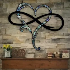 Infinity Heart Wall Decor, Unique Infinity Heart Metal Art Wall Decor Love Sign Steel Wall Plaques Bedroom Ornaments for Home Wedding Decor, Room Living Room Decoration