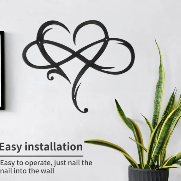 Infinity Heart Wall Decor, Unique Infinity Heart Metal Art Wall Decor Love Sign Steel Wall Plaques Bedroom Ornaments for Home Wedding Decor, Room Living Room Decoration