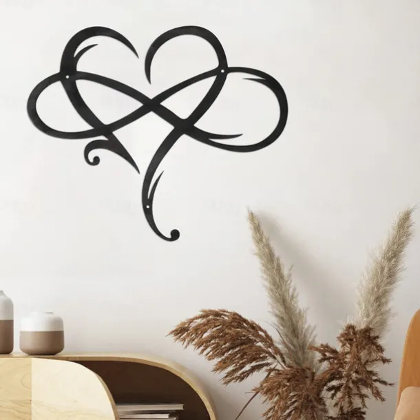 Infinity Heart Wall Decor, Unique Infinity Heart Metal Art Wall Decor Love Sign Steel Wall Plaques Bedroom Ornaments for Home Wedding Decor, Room Living Room Decoration