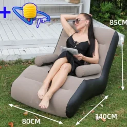 Inflatable Deck Chair Foldable Lounge Chair for Bedroom and Living Room, Indoor Sofa Lounge with Handrails