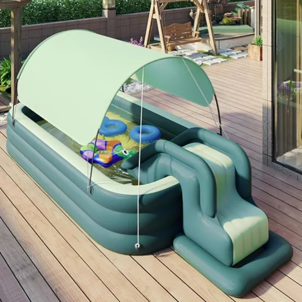 Inflatable Pool for Kids and Adults With slide and sunshade,Full-Sized Inflatable Kiddie Pools,Above Ground Pools for Family, Backyard, Garden, Lawn, Outdoor ( Paddling Pool/ Kiddie Pool)