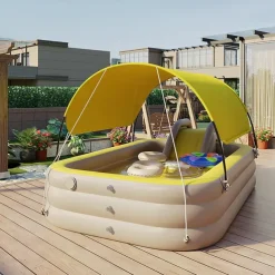 Inflatable Pool for Kids and Adults With slide and sunshade,Full-Sized Inflatable Kiddie Pools,Above Ground Pools for Family, Backyard, Garden, Lawn, Outdoor ( Paddling Pool/ Kiddie Pool)