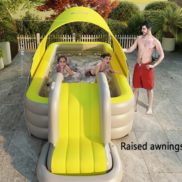 Inflatable Pool for Kids and Adults With slide and sunshade,Full-Sized Inflatable Kiddie Pools,Above Ground Pools for Family, Backyard, Garden, Lawn, Outdoor ( Paddling Pool/ Kiddie Pool)