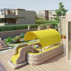 Inflatable Pool for Kids and Adults With slide and sunshade,Full-Sized Inflatable Kiddie Pools,Above Ground Pools for Family, Backyard, Garden, Lawn, Outdoor ( Paddling Pool/ Kiddie Pool)
