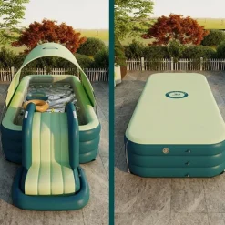 Inflatable Swimming Pool, Family Swimming Pool, Kids Pools with Sunshade for Indoor, Outdoor, Garden, Backyard